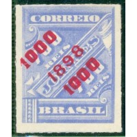 R-122a - 1898/99 - SELOS JORNAIS  DE 1889 - SOBRETAXADOS - 1000/700 RÉIS - VERMELHO/ULTRAMAR - RHM R$ 750,00 ( 150 UFS X R$ 5,00)