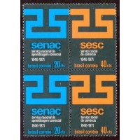 C-0715/716 - 1971 - 25 ANOS DO SENAC SESC - QUADRA - MINT - SEM GOMA - RHM R$ 58,00 (11,60 UFs X R$ 5,00) 