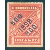 R-118A - 1899 - JORNAIS SOBRESTAMPADOS -  500/300 RÉIS - AZUL/CARMIM - NOVO - GOMADO - PONTOS DE OXIDAÇÃO - RHM R$ 125,00 (25 UFS X R$ 5,00)