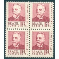 R-533 - 1967 - ANTIGOS PRESIDENTES DA REPÚBLICA - CAMPOS SALES - QUADRA MINT - GOMADA - RHM R$ 130,00 (26 UFs X R$ 5,00) 