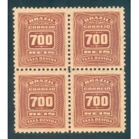 X-36 - 1906 - CIFRAS "ABN" NOVOS DESENHOS - 700 RÉIS - QUADRA COM LEVE CARIMBO - SEM GOMA - RHM R$ 1.800,00 (360 UFs X R$ 5,00)