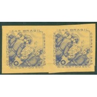 C-0195P - 1945 - CENTENÁRIO DA PACIFICAÇÃO DO RIO GRANDE DO SUL - PROVA PAR - COR AZUL - IMPRESSÃO FRENTE E VERSO - SEM PICOTE - SEM FILIGRANA 