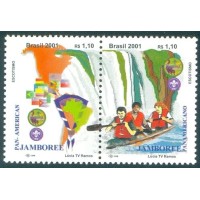 C-2361/2362 - 2001 - ESCOTISMO JAMBOREE - MAPA E CANOA COM ESCOTEIROS - SÉRIE 2 SELOS EMITIDOS EM PAR HORIZONTAL - NOVOS - GOMADOS - RHM R$ 17,00 (3,40 UFS X R$ 5,00)