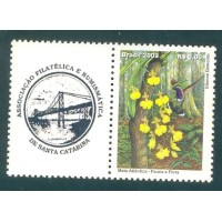 C-2541 - 2003 - SP-04 - MINT - SELO -  MATA ATLÂNTICA - VINHETA ASSOCIAÇÃO FILATÉLICA E NUMISMÁTICA DE SANTA CATARINA