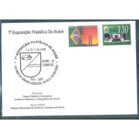 C-2584 (SP-10) - FDC - SELO PERSONALIZADO - BRASÍLIA  - VINHETA  7º EXPOSIÇÃO FILATÉLICA DE AVARÉ - 130 ANOS DA CÂMARA MUNICIPAL DA VILLA DO RIO NOVO