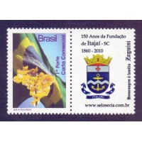 C-2854 - MINT - SELO PERSONALIZADO - 2009 - IPÊ E BANDEIRA VERTICAL - VINHETA 150 ANOS DA FUNDAÇÃO DE ITAJAÍ-SC
