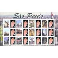 C-2885/2896 - 2009 - MINT - FOLHA PERSONALIZADA - SÃO PAULO VERTICAL - VINHETA ICONOFÓSSEIS DO PALEODESERTO BOTUCATU, DINOSSAURO CELUROSSAURO