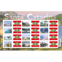 C-3169/3180 - 2012 - MINT - FOLHA - ENCANTOS DE SANTA CATARINA - FOLHA - VINHETA BANDEIRA DE SANTA CATARINA - RHM 360 UFS