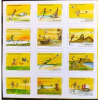 C-3348/3359 - 2014 - A ARTE DO FUTEBOL BRASILEIRO - SÉRIE COMPLETA (MEIA  FOLHA) - 12 SELOS - MINT (PERFEITA)