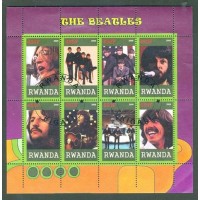 RWANDA - CINEMA - THE BEATLES - BLOCO COM 8 SELOS