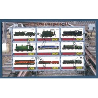 RWANDA - 2010 - TRANSPORTE - TRENS - BLOCO COM 9 SELOS 