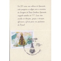 C-3706 - 2017 - APARECIDA 300 ANOS DE FÉ E DEVOÇÃO - LINDA CARTELA DOS CORREIOS CARIMBO CBC - NOSSA SENHORA / RELIGIÃO