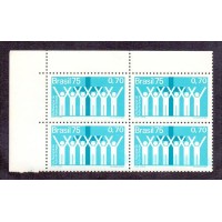 C-0914 - QUADRA MINTE - VARIEDADE: FAIXA AZUL NAS PERNAS DOS SELOS INFERIORES - DIA NACIONAL DE AÇÃO DE GRAÇAS 