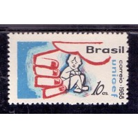 C-0612A - VARIEDADE - 10 CENTAVOS - IMPRESSO NO LADOS FOSCO DO PAPEL - `UNICEF`/MÃO - 1968 - CATÁLOGO R$ 700,00