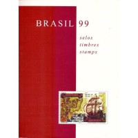 1999 - CARTELA ANUAL EMITIDA E MONTADA PELOS CORREIOS BRASILEIROS - CAPA VERMELHA