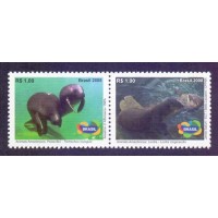 C-2763 + 2765 - MINT - GOMADO - PAR PEIXE-BOI E LONTRA - ANIMAIS AMAZÔNICOS - 2008