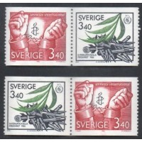 SUÉCIA - 1986 - 1389/1390 - 4 VALORES - PAR HORIZONTAL - PELA PAZ E LIBERDADE
