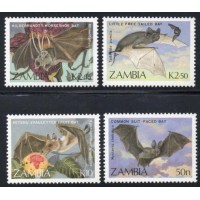 ZÂMBIA - 1989 - 461/464 - 4 VALORES - FAUNA - MORCEGOS