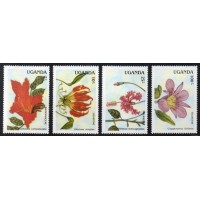 UGANDA - 1990 - 506/509 - 4 VALORES - FLORA - FLORES DIVERSAS
