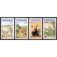 TANZÂNIA - 1986 - 285/288 - FAUNA - PRESERVAÇÃO DE ANIMAIS EM EXTINÇÃO