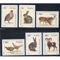 POLÔNIA - 1986 - 2829/2834 - SÉRIE COM 6 SELOS - FAUNA GERAL - DIVERSOS