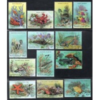 BARBUDA - 1991 - 893/905 - SÉRIE COM 13 SELOS - FAUNA MARINHA - DIVERSOS