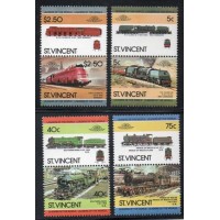 ST. VINCENT - 1984 - 788/795 - SÉRIE COM 8 SELOS - TRANSPORTES - TRENS