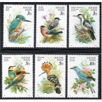 HUNGRIA - 1990 - 3257/3262 - SÉRIE COM 6 SELOS - FAUNA - PÁSSAROS - ESPÉCIE EM EXTINÇÃO
