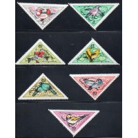 MONGÓLIA - 1961 - 184/190 - SÉRIE COM 7 SELOS - FAUNA - PÁSSAROS