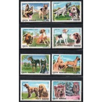 ROMÊNIA - 1990 - 3869/3876 - SÉRIE COM 8 SELOS -  FAUNA - CACHORROS DE RAÇA - 8,5 EUROS