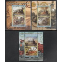 DJIBOUTI - SÉRIE COM 3 BLOCOS - CARIMBADOS - TRANSPORTES - TRENS