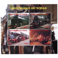 TCHAD - BLOCO COM 4 SELOS - TRANSPORTE - TRENS