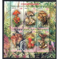 TCHAD - BLOCO COM 6 SELOS  - CARIMBADO - FLORA - COGUMELOS - 2011