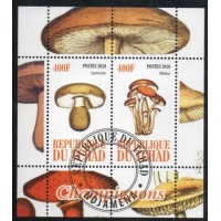 TCHAD - BLOCO COM 2 SELOS - CARIMBADO - FLORA - COGUMELOS - 2010