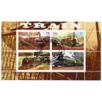 BURUNDI - BLOCO COM 4 SELOS - CARIMBADO - TRANSPORTE - TRENS - 2009