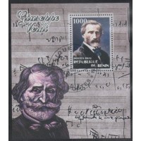 BENIN - BLOCO COM 1 SELO - CARIMBADO - MÚSICA - GIUSEPPE VERDI - 2000