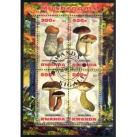 RWANDA - BLOCO COM 4 SELOS - CARIMBADO - FLORA - COGUMELOS - 2013