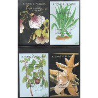 SÃO TOMÉ E PRÍNCIPE - SÉRIE COM 4 BLOCOS - CARIMBADO - FLORA - PLANTAS DIVERSAS - 1996
