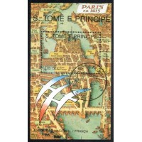 SÁO TOMÉ E PRÍNCIPE - BLOCO COM 1 SELO - CARIMBADO - HISTÓRIA - 700 ANIVERSÁRIO DA CONFEDERAÇÃO HELVÉTICA EM PARIS - 1991