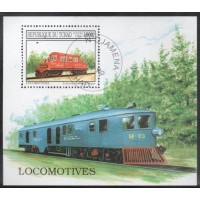 TCHAD - BLOCO COM 1 SELO - CARIMBADO - TRANSPORTE - TRENS - 1999