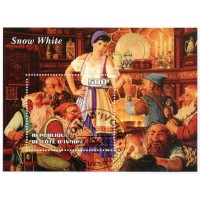 COSTA DO MARFIM - BLOCO COM 1 SELO - CARIMBADO - ARTE - DISNEY - BRANCA DE NEVE E OS 7 ANÕES - 2003