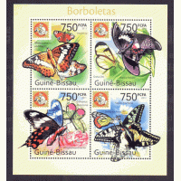 GUINÉ BISSAU - 2011 - BLOCO COM 4 SELOS - NOVO E PERFEITO (MINT) - BORBOLETAS