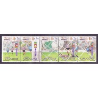 ESPORTE - FUTEBOL - TIRA COM 5 SELOS - URUGUAI - 1995