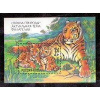 FAUNA - TIGRE - BLOCO 1 SELO - RÚSSIA - 1992