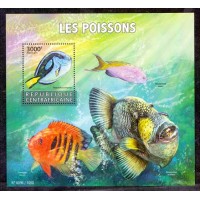 FAUNA MARINHA - PEIXES - BLOCO 1 SELO - REPÚBLICA CENTRO-AFRICANA - 2015