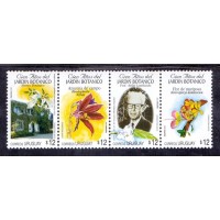 FLORA - FLORES - TIRA 4 SELOS - `100 ANOS DO JARDIM BOTÂNICO` - URUGUAI - 2002