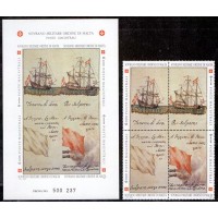 TRANSPORTE - BARCOS/NAVIOS - ORDEM MILITAR SOBERADA DE MALTA - 2 BLOCOS COM E SEM PICOTE - NOVOS - MALTA - 1997 