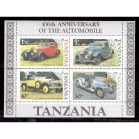 TRANSPORTE - CARROS - ANTIGOS - BLOCO 4 SELOS - TANZÂNIA 