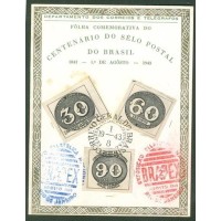 F-A-03 - CENTENÁRIO DO SELO POSTAL DO BRASIL - 1943 - CARIMBO CBC - RHM R$ 400,00 (80 UFS X R$ 5,00)