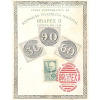 F-A-04 - 1943 - EXPOSIÇÃO FILATÉLICA NACIONAL BRAPEX II - CBC BRAPEX VERMELHO - OLHO DE BOI COM SELOS - RHM R$ 400,00 (80 UFS X R$ 5,00)